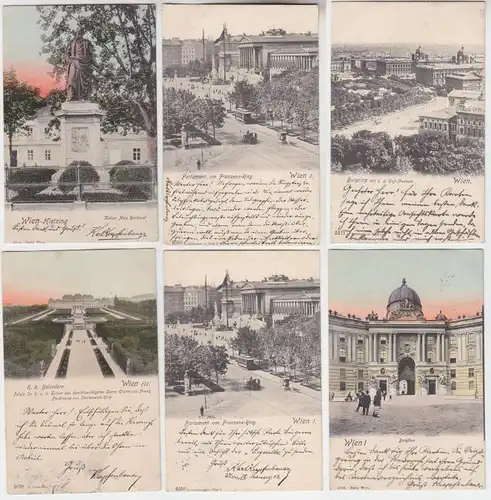 67871/6 Ak Wien Burgring, Kaiser Max Denkmal, Franzensring usw. um 1900