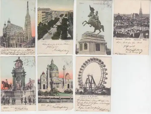 69497/7 Ak Wien Opernring, Stefanskirche, grande roue, panorama, etc. vers 1900