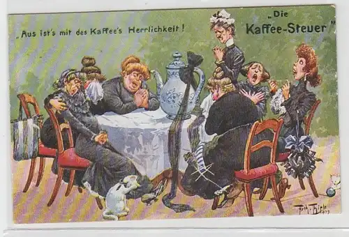 69493 Künstler Ak Arthur Thiele 'Die Kaffeesteuer' 1910