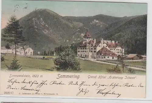 69143 Ak Semmering Grand Hotel 'Erzherzog Johann' 1904