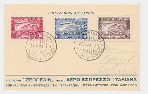 88915 Lettre postale d'Aéroport Grèce Athènes Luppa 1933 Marque Zeppelin