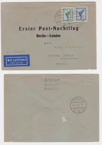 94558 Luftpostbrief Flugpost Erster Post-Nachtflug Berlin-London 1. Mai 1929