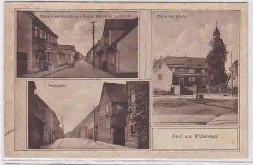 95500 Mehrbild Ak Gruß aus Wickerstedt Dorfstraße, Pfarre, Kirche usw. um 1920