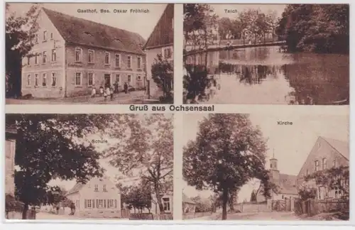 95371 Mehrbild Ak Gruß aus Ochsensaal Gasthof, Teich, Schule und Kirche um 1920