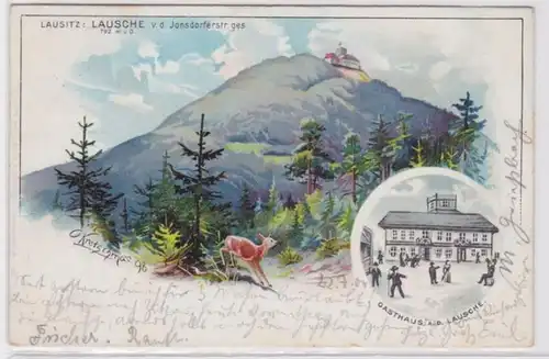 95288 Ak Lausche vu de la rue Jonsdorferstraße Montagnes Lauzitzer vers 1900