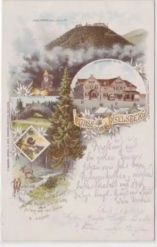 95285 Ak Lithographie Gruss vom Inselsberg Gothaisches Hotel, Thorstein 1896