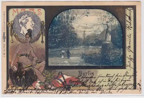 95053 Patriotika Rahmen Ak Gott Mars - Berlin Goldfischteich im Tiergarten 1900