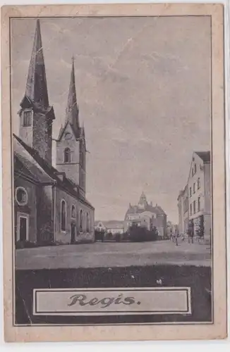 94974 Ak Regis-Breitingen in Sachsen Platz mit Kirche um 1940