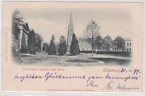 94922 Ak Oldenburg Peterstrasse, Hospital, katholische Kirche 1899