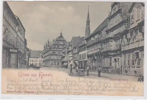 94921 Ak Gruss aus Hameln - Osterstraße mit Geschäften 1901