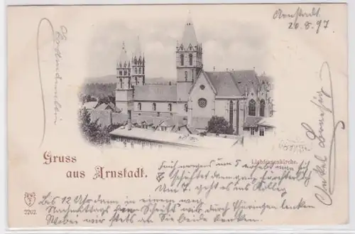 94914 Ak Gruss aus Arnstadt in Thüringen Liebfrauenkirche 1897