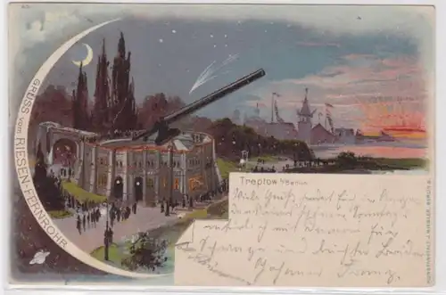94799 Ak Gruss de la Grande-Télévision Observatoire Treptower Park Berlin 1900