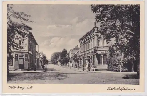 93805 Ak Osterburg Bahnhofstraße mit Geschäften 1942