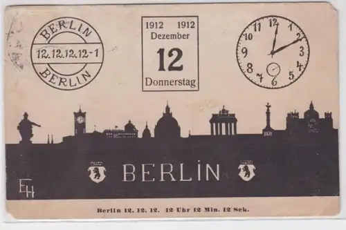 92772 Ak Carte avec jeu de date Berlin Ville-Silhouette 12.12.12 12h12 min