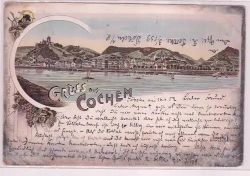 92219 Ak Gruss de Cochem Vue totale 1902