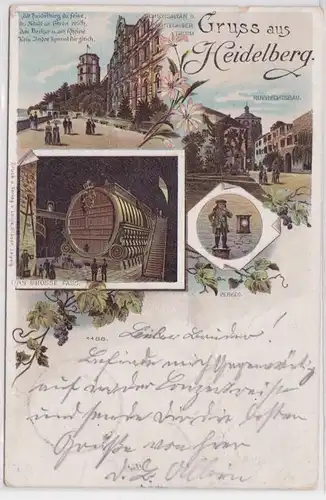 88914 Ak Lithographie Gruss aus Heidelberg 1898