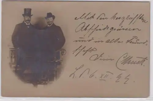 86190 photo AK hommes avec cylindre salutation 1899