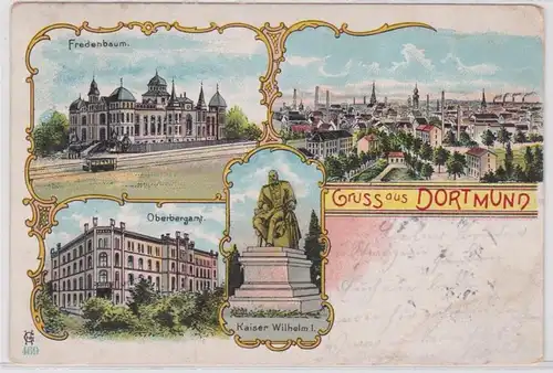 73918 Ak Lithographie Salutation de Dortmund Oberbergamt etc. 1904
