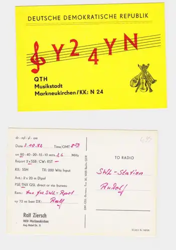 72769 QTH Radio Carte Musikstadt Markneukirchen 1982