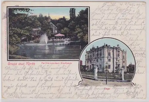 63758 Salutation multi-images Ak en Fürth Loge etc. 1902