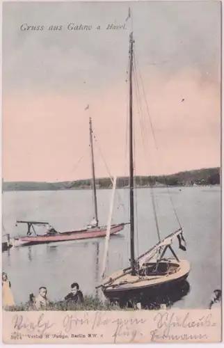 62200 Ak Gruss de Gatow sur les voiliers Havel 1906