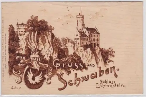 51193 Ak Gruss en Schwanen Château Lichtenstein Honau vers 1900