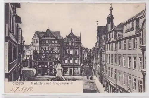 32146 Ak Giessen Marktplatz et monument guerrier 1910