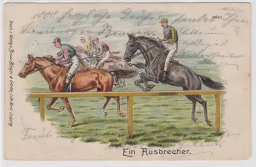26807 Ak Ein Ausbrecher - Jockey Pferderennen 1907