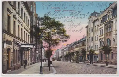 22023 Ak Zwickau in Sachsen Mittlere Bahnhofstraße 1916