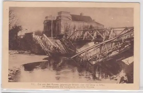 08099 Ak Mitau Jelgava von den Russen gesprengte Brücke über die Drixe 1919