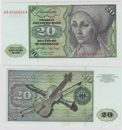 T148648 Banknote 20 DM Deutsche Mark Ro. 271b Schein 2.Jan. 1970 KN GE 0748380 G