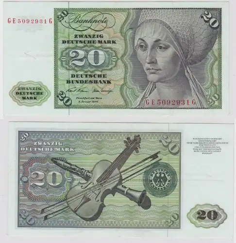 T148646 Banknote 20 DM Deutsche Mark Ro. 271b Schein 2.Jan. 1970 KN GE 5092931 G