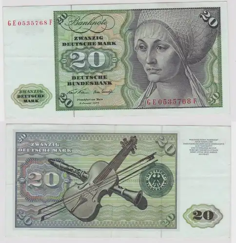 T148636 Banknote 20 DM Deutsche Mark Ro. 271b Schein 2.Jan. 1970 KN GE 0535768 F
