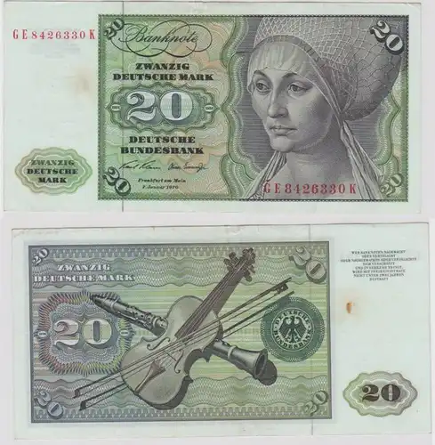T148631 Banknote 20 DM Deutsche Mark Ro. 271b Schein 2.Jan. 1970 KN GE 8426330 K