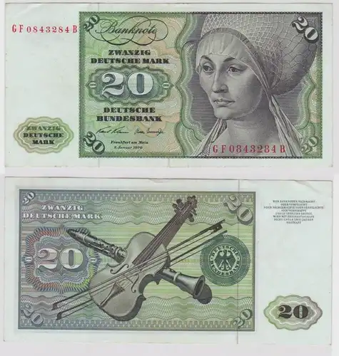 T148625 Banknote 20 DM Deutsche Mark Ro. 271b Schein 2.Jan. 1970 KN GF 0843284 B