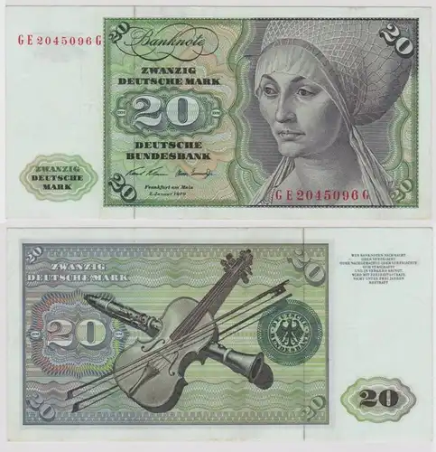 T148620 Banknote 20 DM Deutsche Mark Ro. 271b Schein 2.Jan. 1970 KN GE 2045096 G