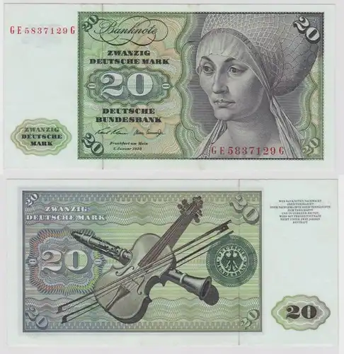 T148619 Banknote 20 DM Deutsche Mark Ro. 271b Schein 2.Jan. 1970 KN GE 5837129 G