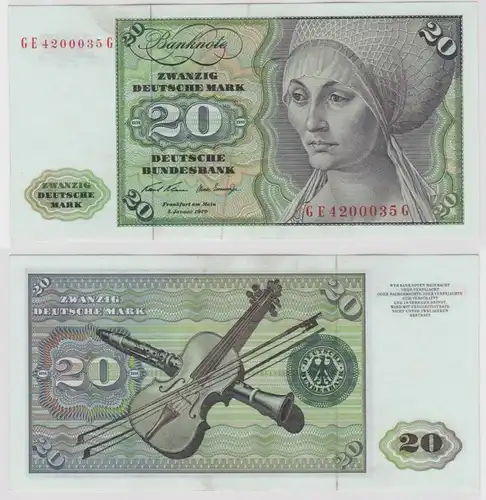 T148614 Banknote 20 DM Deutsche Mark Ro. 271b Schein 2.Jan. 1970 KN GE 4200035 G