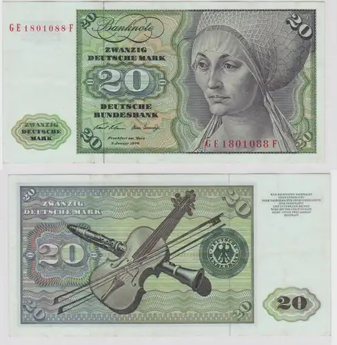 T148596 Banknote 20 DM Deutsche Mark Ro. 271b Schein 2.Jan. 1970 KN GE 1801088 F