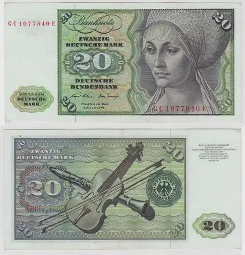 T148594 Banknote 20 DM Deutsche Mark Ro. 271a Schein 2.Jan. 1970 KN GC 1077840 E