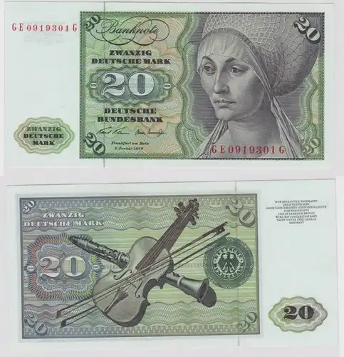 T148577 Banknote 20 DM Deutsche Mark Ro. 271b Schein 2.Jan. 1970 KN GE 0919301 G