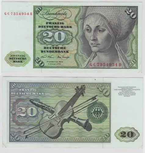 T148575 Banknote 20 DM Deutsche Mark Ro. 271a Schein 2.Jan. 1970 KN GC 7354954 B
