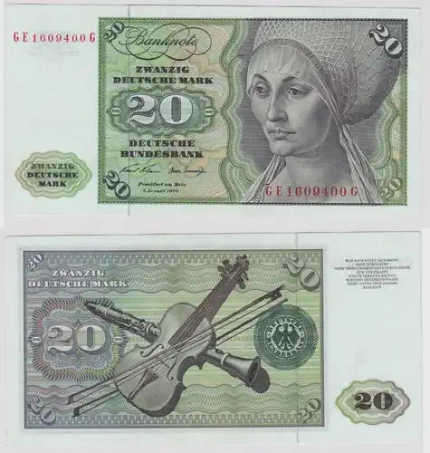 T148572 Banknote 20 DM Deutsche Mark Ro. 271b Schein 2.Jan. 1970 KN GE 1609400 G