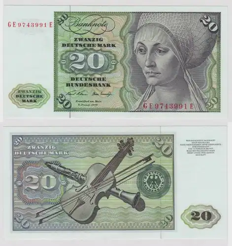 T148571 Banknote 20 DM Deutsche Mark Ro. 271b Schein 2.Jan. 1970 KN GE 9743991 E