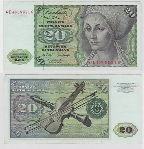T148568 Banknote 20 DM Deutsche Mark Ro. 271b Schein 2.Jan. 1970 KN GE 4808921 G