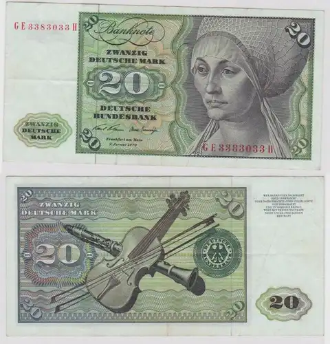T148488 Banknote 20 DM Deutsche Mark Ro. 271b Schein 2.Jan. 1970 KN GE 3383033 H