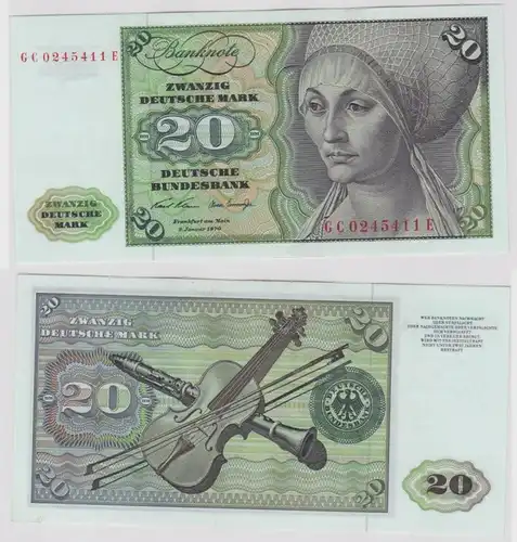 T148486 Banknote 20 DM Deutsche Mark Ro. 271a Schein 2.Jan. 1970 KN GC 0245411 E