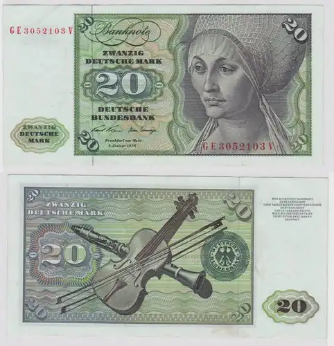 T148478 Banknote 20 DM Deutsche Mark Ro. 271b Schein 2.Jan. 1970 KN GE 3052103 V