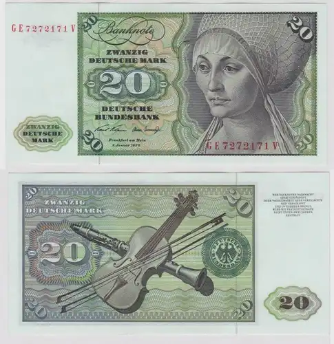 T148475 Banknote 20 DM Deutsche Mark Ro. 271b Schein 2.Jan. 1970 KN GE 7272171 V