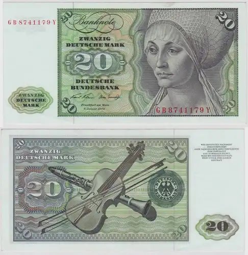T148456 Banknote 20 DM Deutsche Mark Ro. 271a Schein 2.Jan. 1970 KN GB 8741179 Y